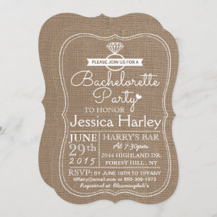 Invitation Rustic Country Burlap Bachelorette Party