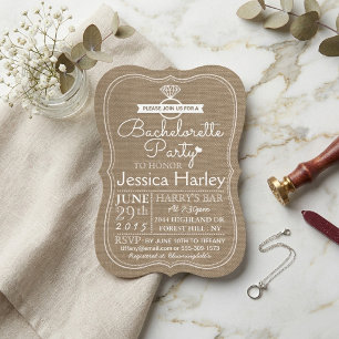 Invitation Rustic Country Burlap Bachelorette Party