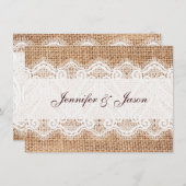 Invitation Rustic Country Burlap et dentelle mariage invitati (Devant / Derrière)