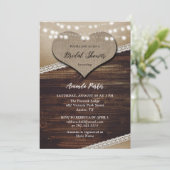 Invitation Rustic Country Burlap Fête des mariées dentelle (Debout devant)