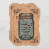 Invitation Rustic Country Burlap Jar Vintage Wedding 2 (Devant / Derrière)