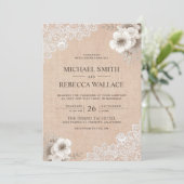 Invitation Rustic Country Burlap Lace Ivory FlorMariage (Debout devant)