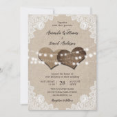 Invitation Rustic Country Burlap Lace String Mariage (Devant)