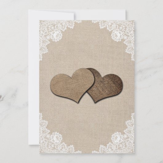 Invitation Rustic Country Burlap Lace String Mariage (Dos)