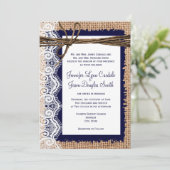 Invitation Rustic Country Burlap Lace Twine Wedding Invite (Debout devant)