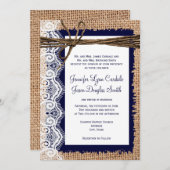 Invitation Rustic Country Burlap Lace Twine Wedding Invite (Devant / Derrière)