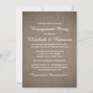 Invitation Rustic Country Burlap Partie d'engagement ou douch