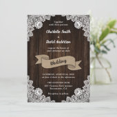 Invitation Rustic Country Burlap Ruban Mariage en dentelle de (Debout devant)