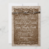 Invitation Rustic Country Burlap Twine Scroll Wedding Invite (Devant)