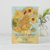 Invitation Rustic Country Burlap Van Gogh Sunflowers Mariage (Debout devant)