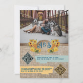 Invitation Rustic Country Burlap Van Gogh Sunflowers Mariage (Dos)