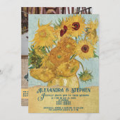 Invitation Rustic Country Burlap Van Gogh Sunflowers Mariage (Devant / Derrière)