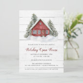 Invitation Rustic Country Cabine Holiday Open House Invitatio (Debout devant)