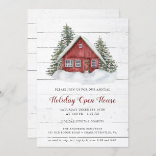 Invitation Rustic Country Cabine Holiday Open House Invitatio