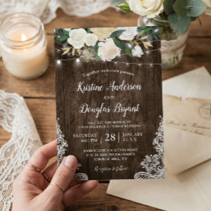 Invitation Rustic Country Chic Floral String Mariage