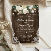 Invitation Rustic Country Chic Floral String Mariage