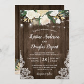 Invitation Rustic Country Chic Floral String Mariage (Devant / Derrière)