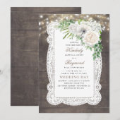 Invitation Rustic Country Chic Floral String Mariage (Devant / Derrière)