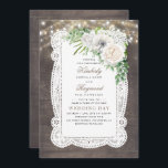 Invitation Rustic Country Chic Floral String Mariage<br><div class="desc">Créez vos propres invitations de mariage à fleurs rustiques en utilisant ces modèles simples et abordables. Faites dire à vos invités "wow" avec ces arrière - plans en bois rustique,  fleurs blanches,  collier de lumières et dentelle - cartes de design romantique.</div>