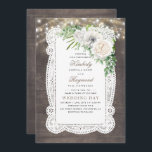 Invitation Rustic Country Chic Floral String Mariage<br><div class="desc">Créez vos propres invitations de mariage à fleurs rustiques en utilisant ces modèles simples et abordables. Faites dire à vos invités "wow" avec ces arrière - plans en bois rustique,  fleurs blanches,  collier de lumières et dentelle - cartes de design romantique.</div>