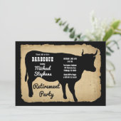 Invitation Rustic Country Cow BBQ Retraite Party (Debout devant)