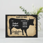 Invitation Rustic Country Cow Graduation Party Jardin BBQ (Debout devant)