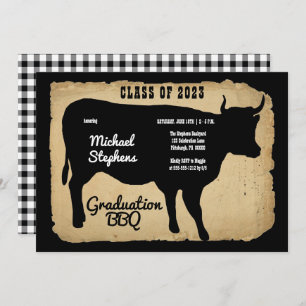 Invitation Rustic Country Cow Graduation Party Jardin BBQ