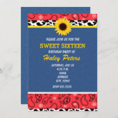 Invitation Rustic Country Cow Imprimer & Sunflowers Invitatio (Devant / Derrière)