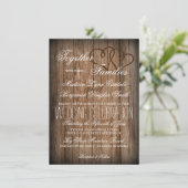 Invitation Rustic Country Double Coeurs Wood Wedts Invite (Debout devant)