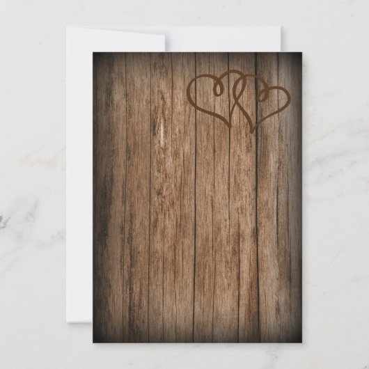 Invitation Rustic Country Double Coeurs Wood Wedts Invite (Dos)