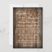 Invitation Rustic Country Double Coeurs Wood Wedts Invite (Devant)