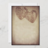 Invitation Rustic Country Double Coeurs Wood Wedts Invite (Dos)
