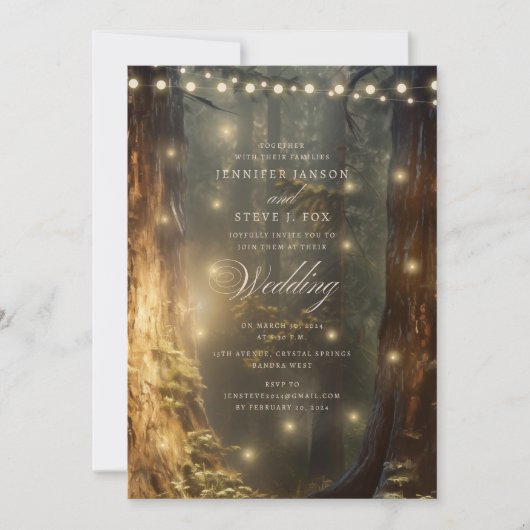 Invitation Rustic Country Enchanted Mariage Forêt (Devant)