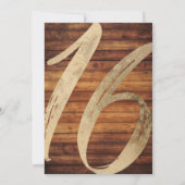 Invitation Rustic Country Faux Gold Foil Wood Sweet 16 (Dos)