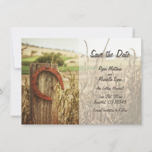 Invitation Rustic Country Fence et Horseshoe Enregistrer la d
