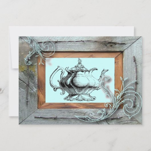 Invitation Rustic Country Fête des mariées Tea Party Invitati (Devant)