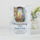 Invitation Rustic Country Floral Fête de réchauffement domest (Debout devant)