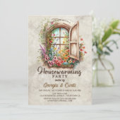 Invitation Rustic Country Floral Fête de réchauffement domest (Debout devant)