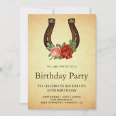 Invitation Rustic Country Floral Horseshoe fête d'anniversair (Devant)