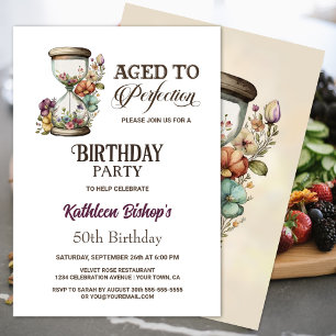 Invitation Rustic Country Floral Hourglass Birthday Party