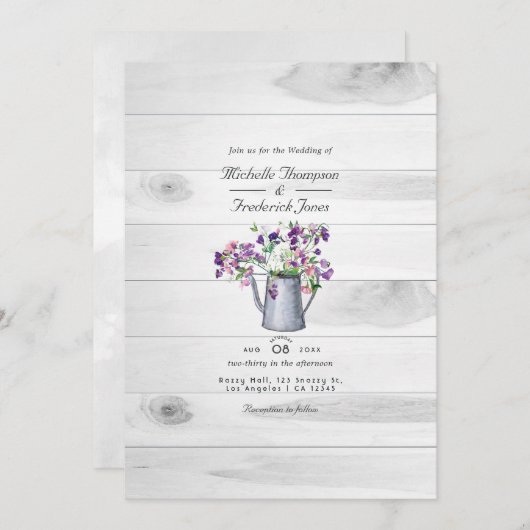 Invitation Rustic Country Garden Floral QR Code RSVP Mariage (Devant / Derrière)