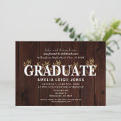 Invitation Rustic Country Gold Leaf Graduation Party (Debout devant)