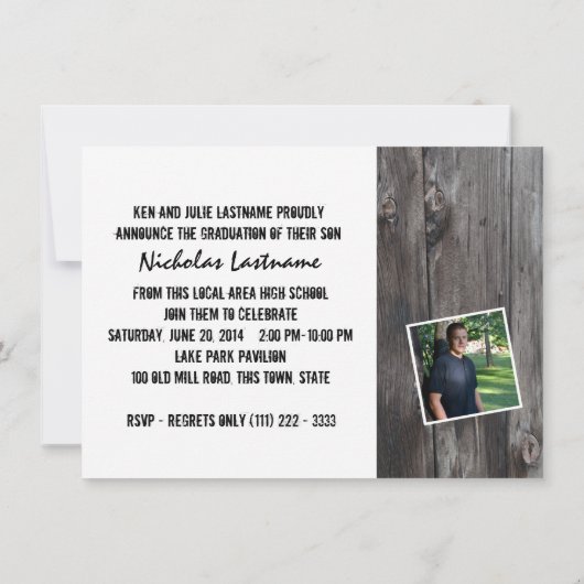 Invitation Rustic Country Grange 2015 Graduation (Dos)