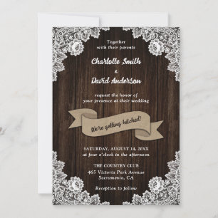 Invitation Rustic Country Grange Bois Burlap Mariage de dente