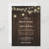 Invitation Rustic Country Grange Bois Chaîne Lumière Mariage (Devant)