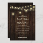 Invitation Rustic Country Grange Bois Chaîne Lumière Mariage (Devant / Derrière)
