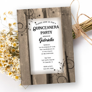 Invitation Rustic Country Grange Bois Floral Quinceanera Part