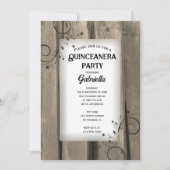 Invitation Rustic Country Grange Bois Floral Quinceanera Part (Devant)