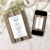 Invitation Rustic Country Grange Mariage en bois