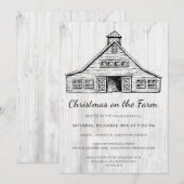 Invitation Rustic Country Grange Simple Bois fête de Noël (Devant / Derrière)